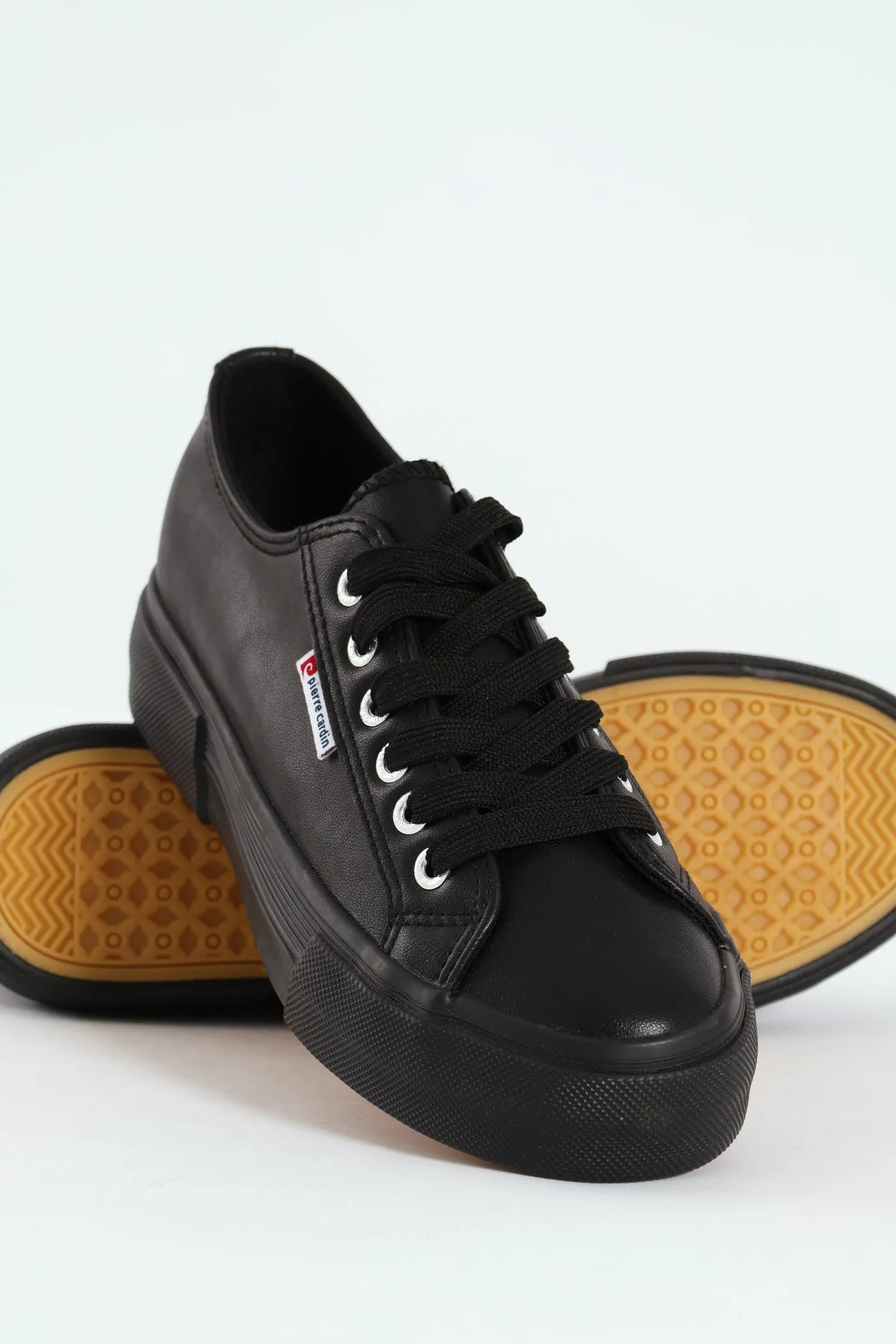 Ladies Basic Lace-Up Platform Sneaker - Black