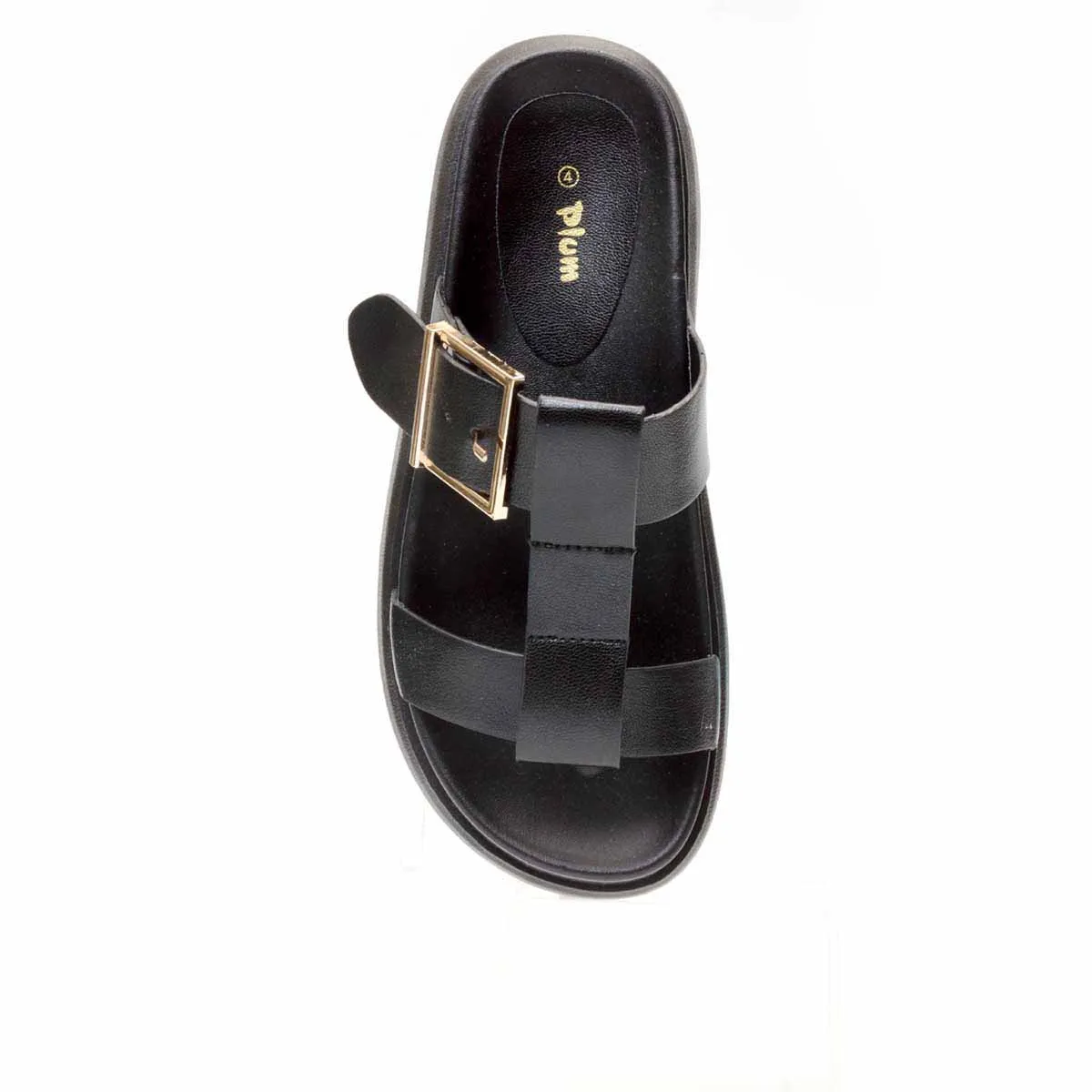 Ladies Chunky Slide T-Bar Sandal - Black