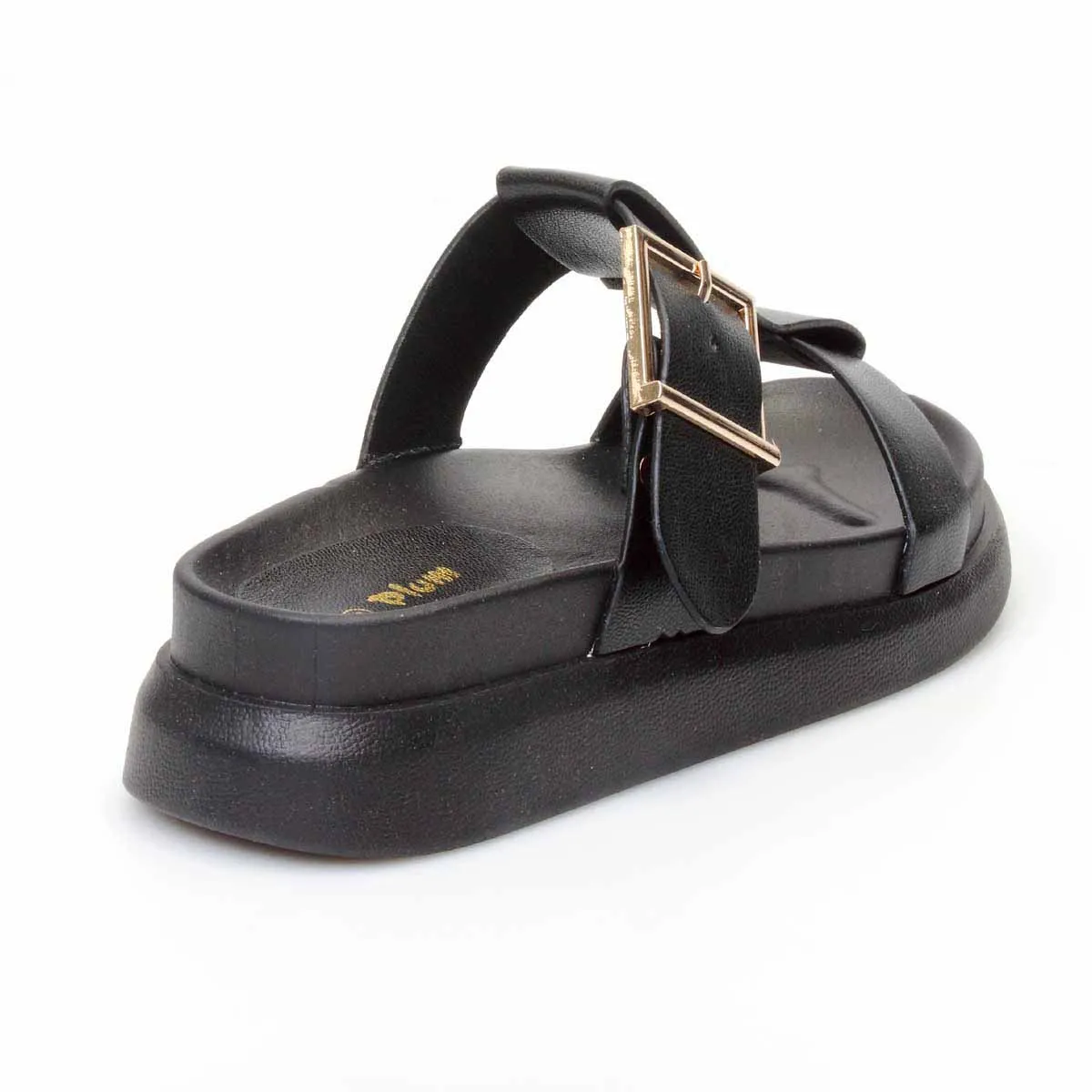 Ladies Chunky Slide T-Bar Sandal - Black