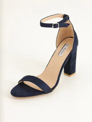 Ladies Closed Back Block Heel Sandal - Navy