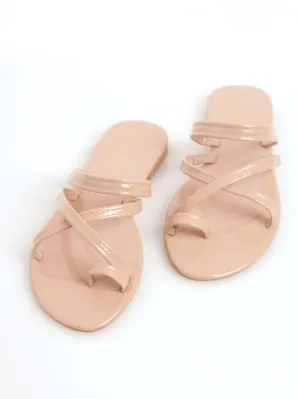 Ladies Crossover Toe Post Sandal - Blush