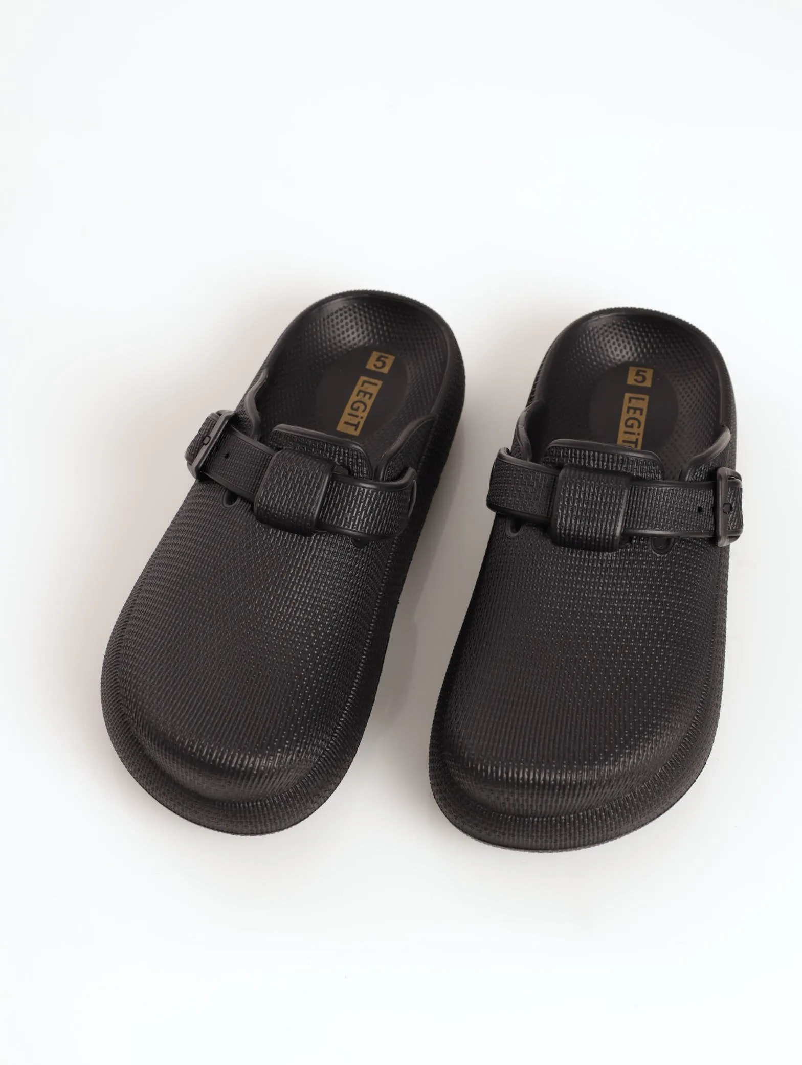 Ladies EVA Moulded Clog Shoe With Buckle - Black