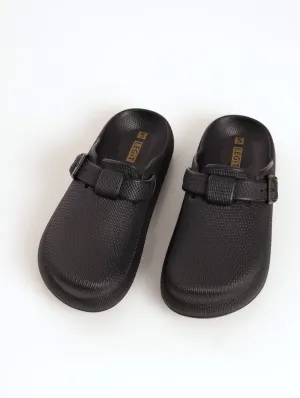 Ladies EVA Moulded Clog Shoe With Buckle - Black