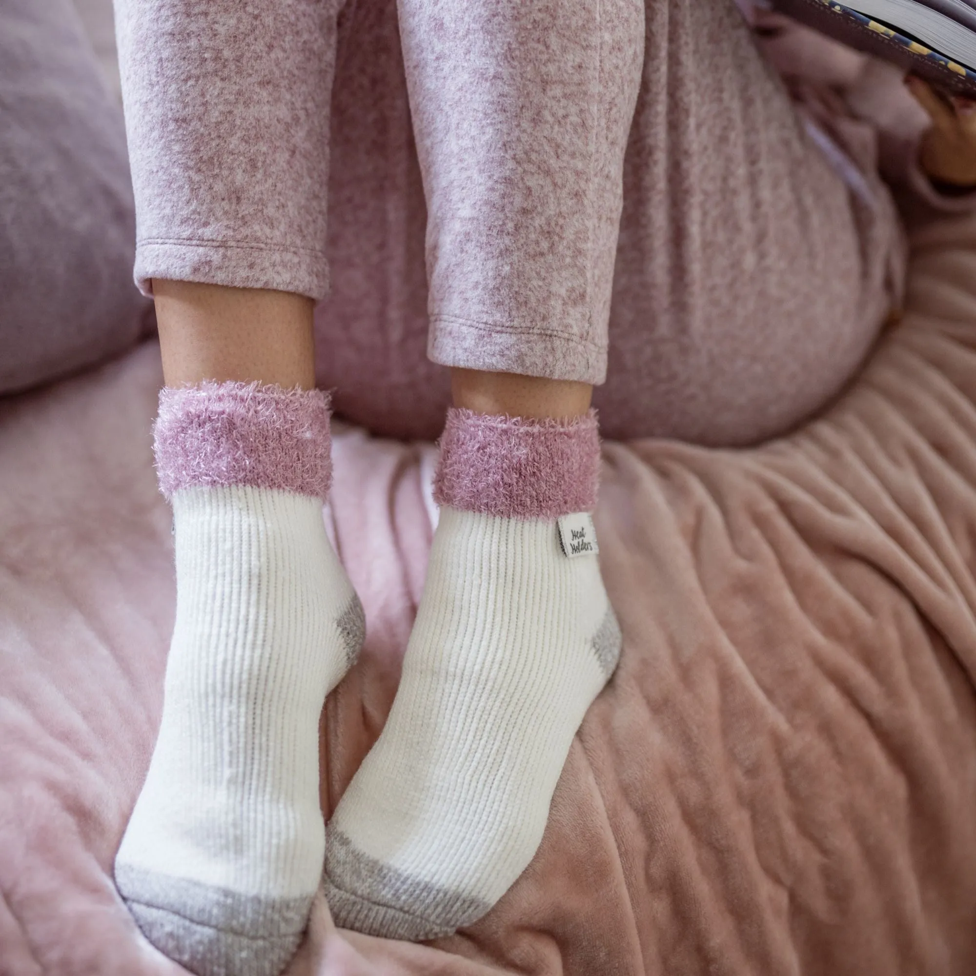 Ladies Fluffy Cuff Thermal Bed Socks for Lounging Around
