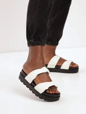 Ladies Moulded Twisted Padded Sandal - White