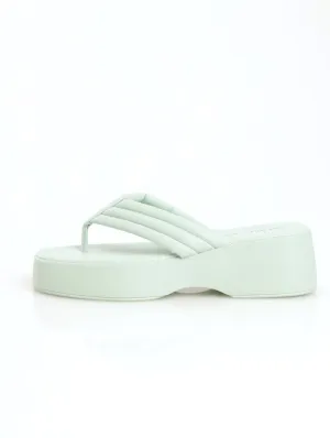 Ladies Padded Thong Flatform Sandal - Light Blue