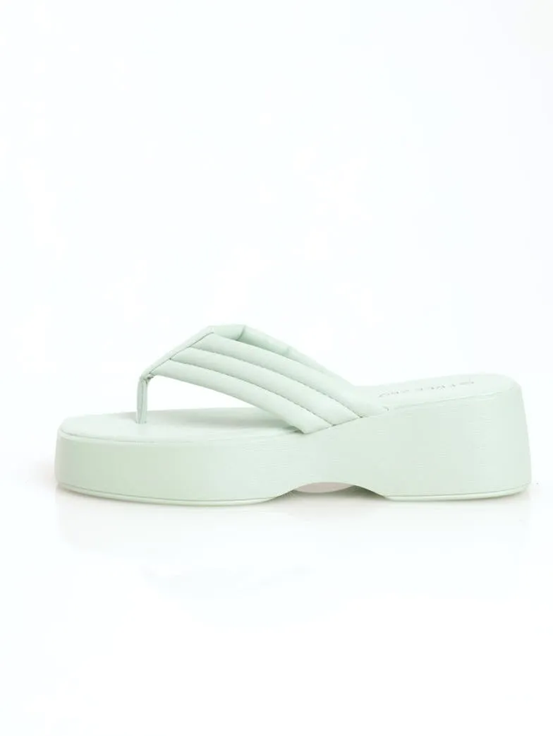 Ladies Padded Thong Flatform Sandal - Light Blue