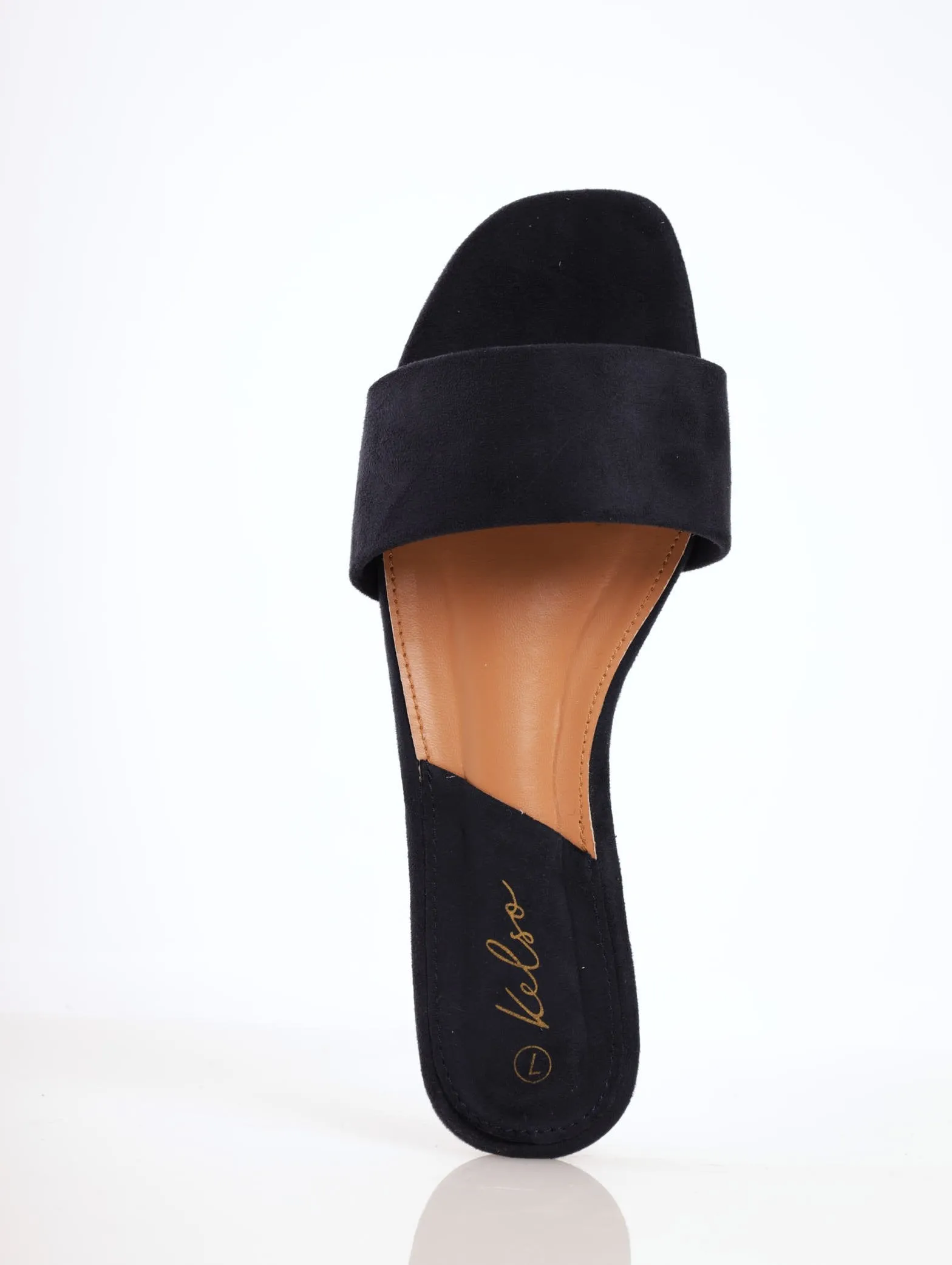 Ladies Plain Mule Push-In Sandal - Navy