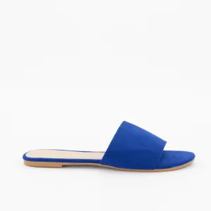 Ladies Plain Push-In Mule-Cobalt