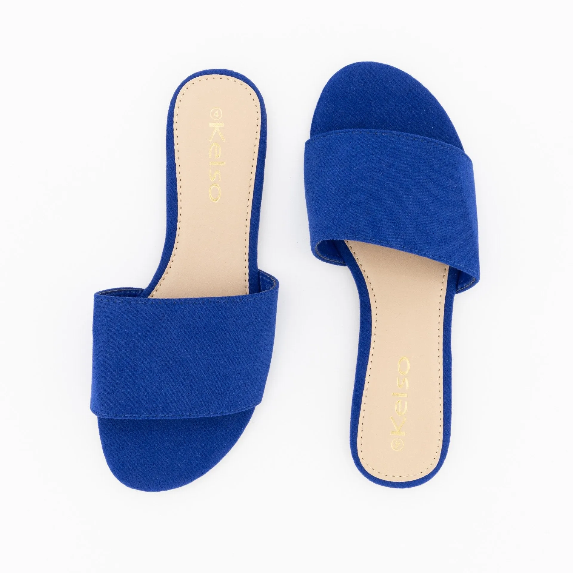 Ladies Plain Push-In Mule-Cobalt