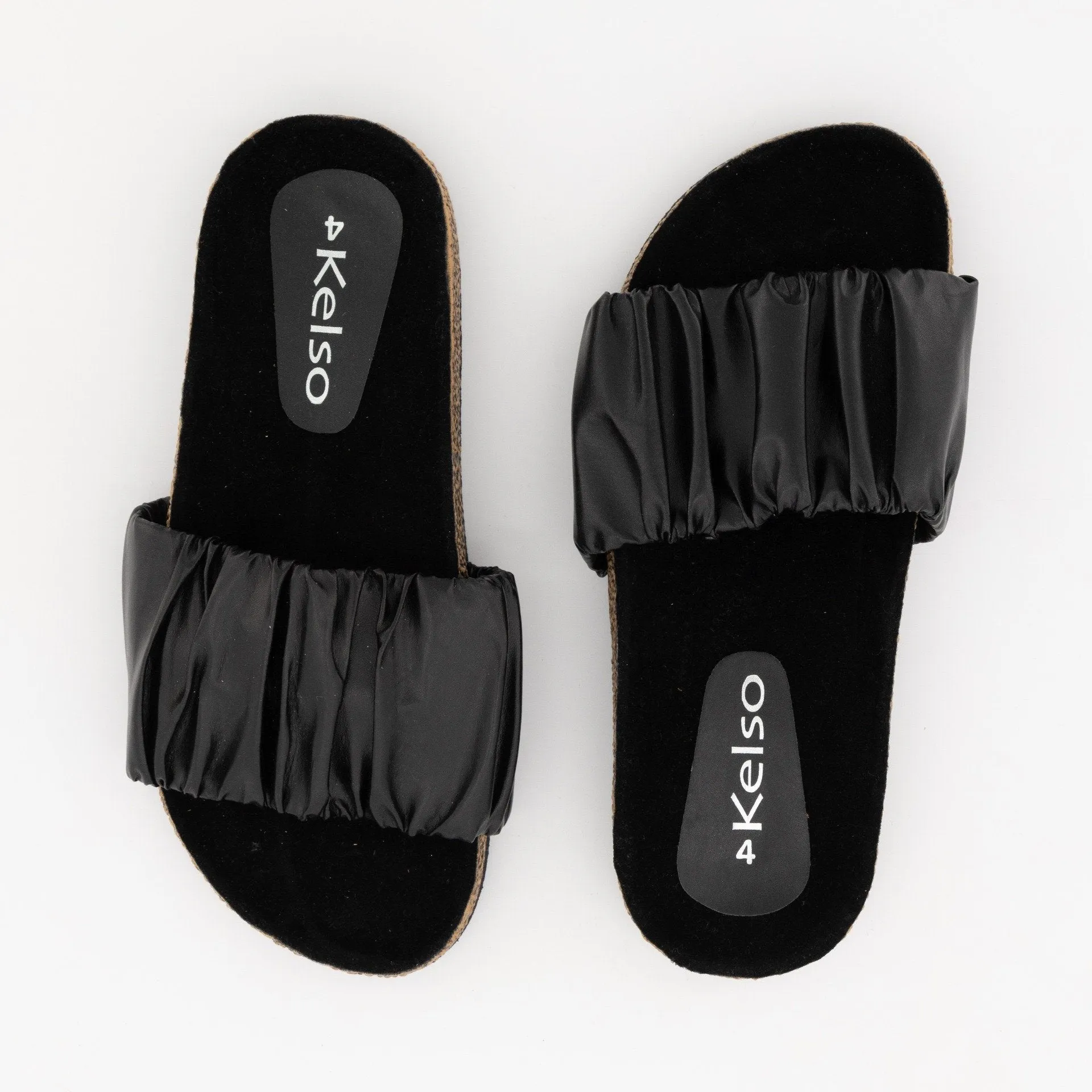 Ladies Rouched Sandal - Black