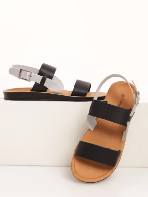 Ladies Tanya Leather Backstrap Sandal - Black