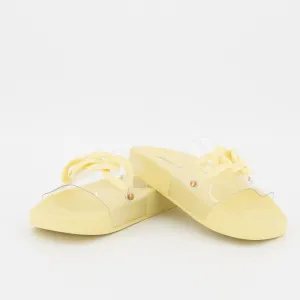 Ladies Vinyl Moulded Mule With Chain - Light Yellow