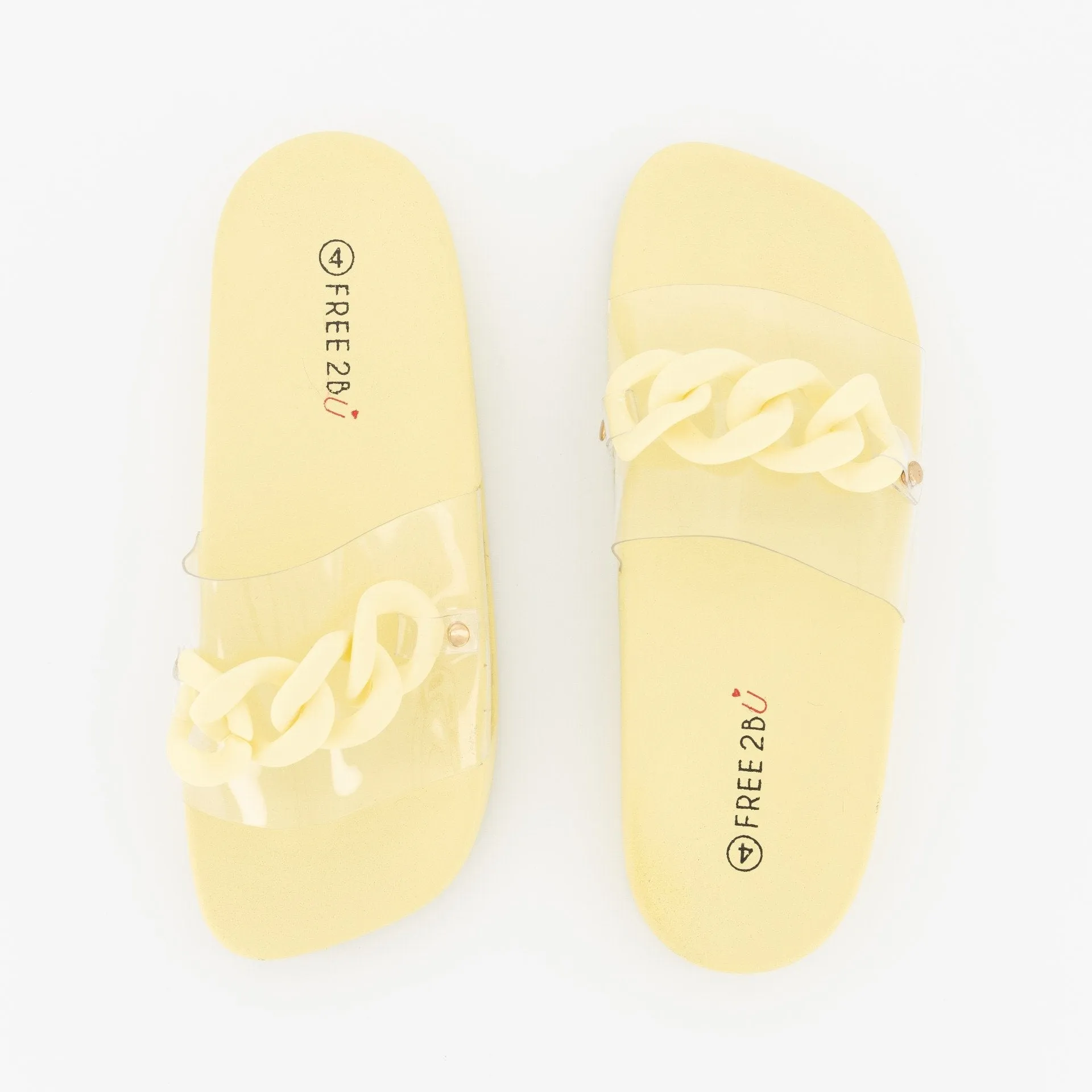 Ladies Vinyl Moulded Mule With Chain - Light Yellow