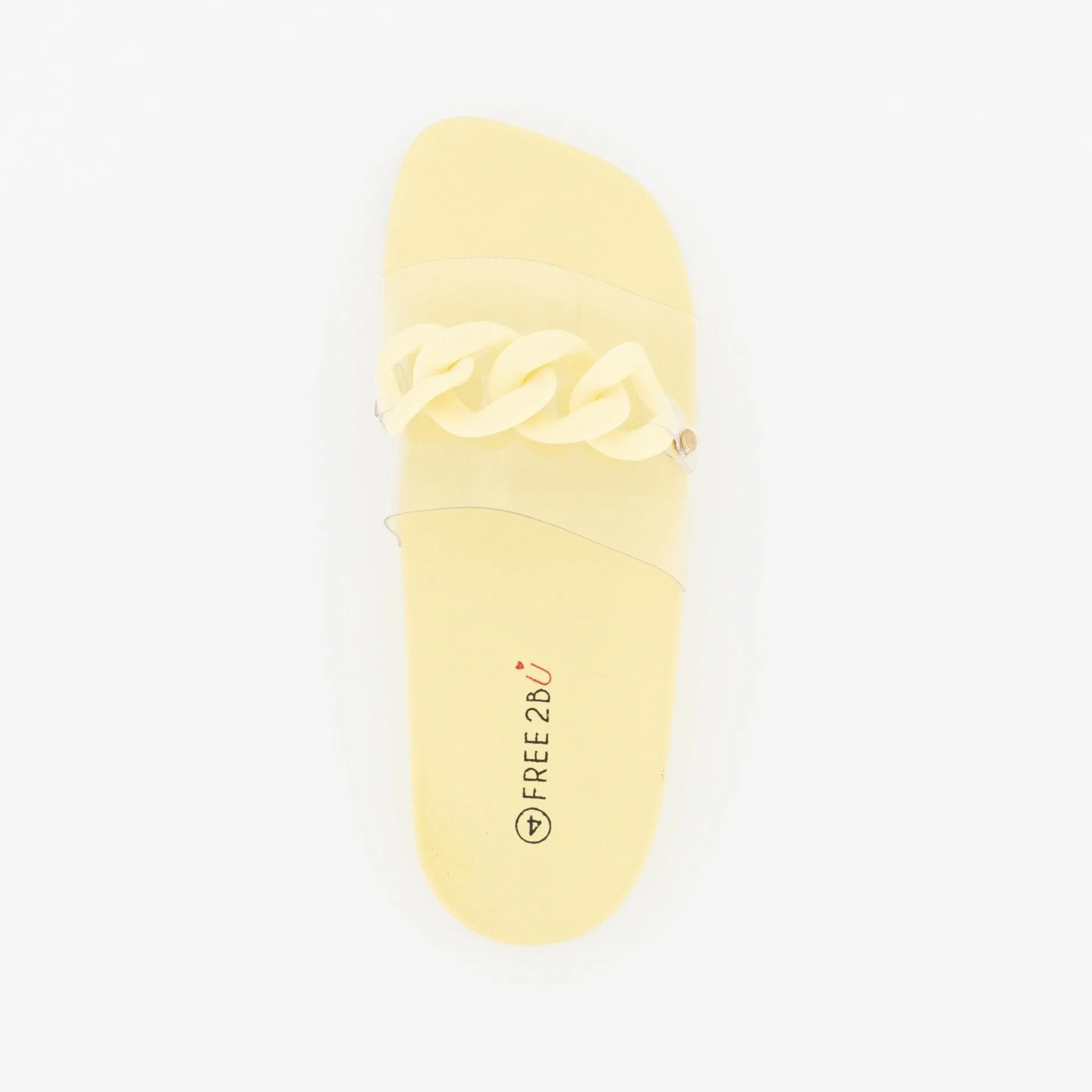 Ladies Vinyl Moulded Mule With Chain - Light Yellow