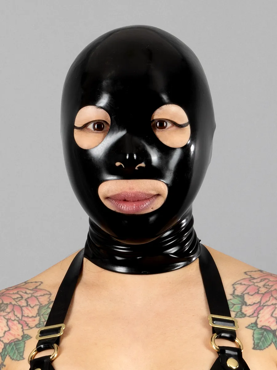 Latex Hood with Rounded Eyes, Nose and Mouth