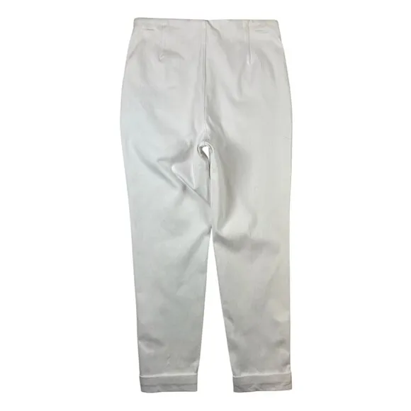 Lysse White Snap Leg Cuffed Crop Denim Leggings  Size M  High Waist  Slimming