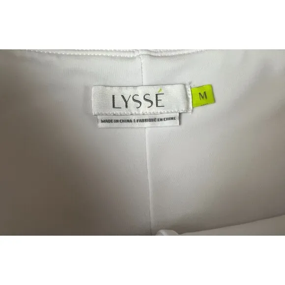 Lysse White Snap Leg Cuffed Crop Denim Leggings  Size M  High Waist  Slimming
