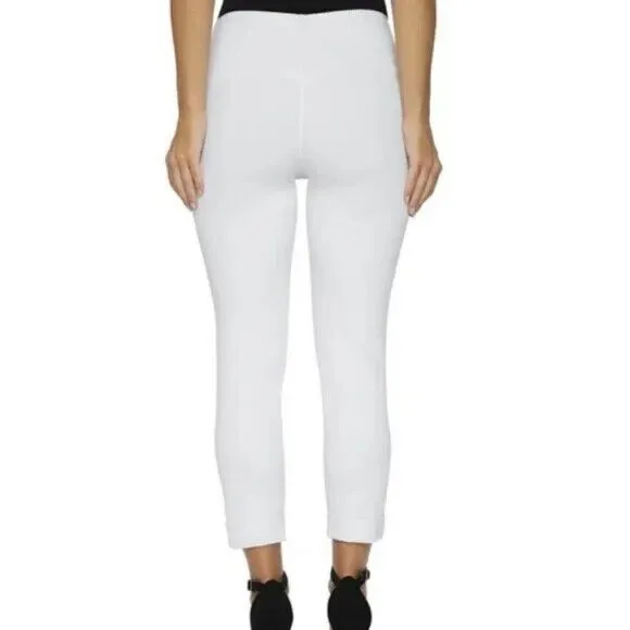 Lysse White Snap Leg Cuffed Crop Denim Leggings  Size M  High Waist  Slimming