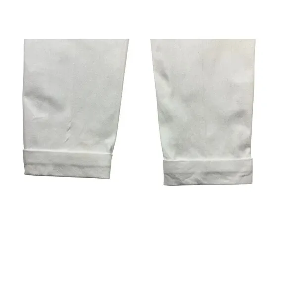 Lysse White Snap Leg Cuffed Crop Denim Leggings  Size M  High Waist  Slimming