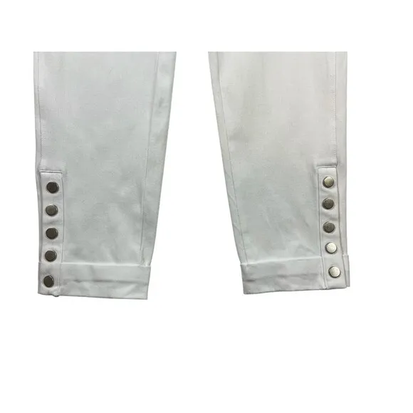 Lysse White Snap Leg Cuffed Crop Denim Leggings  Size M  High Waist  Slimming