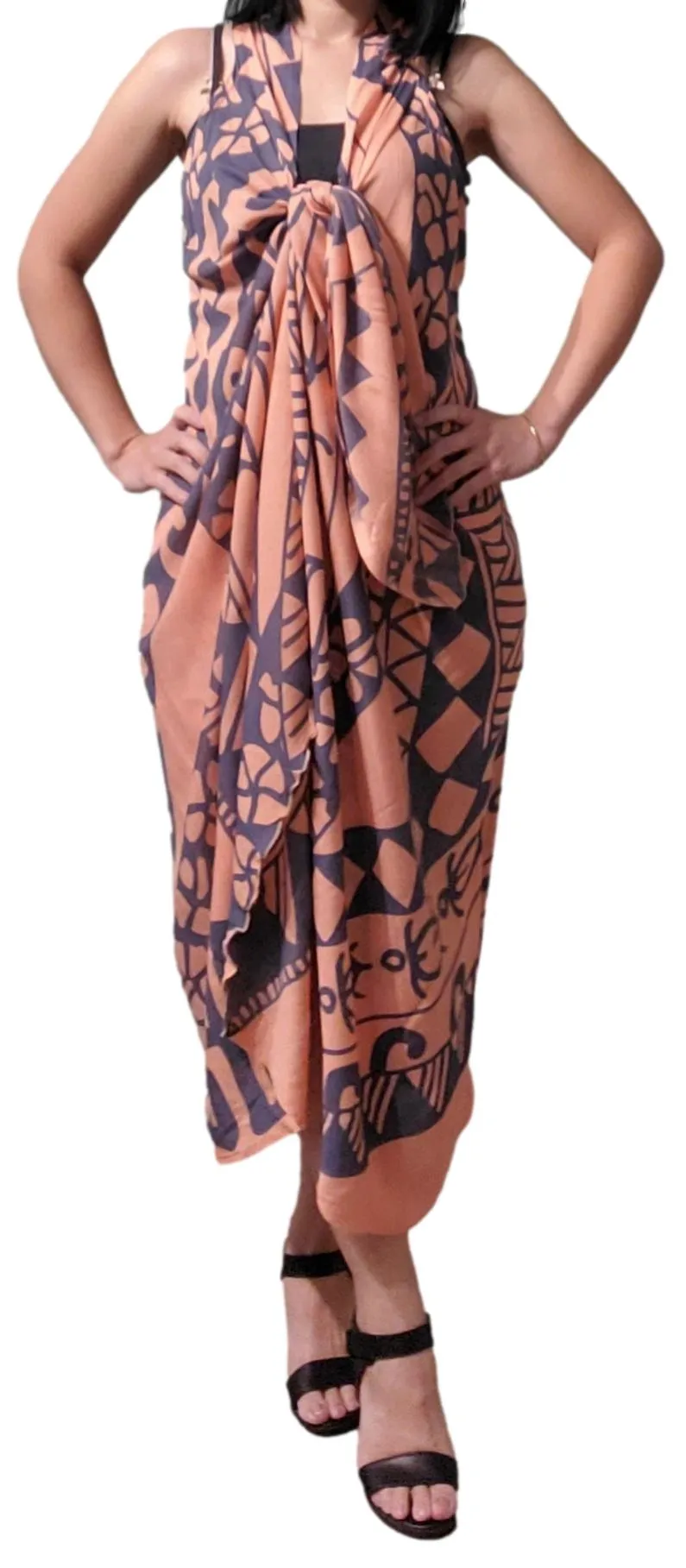 Magic Sarong - Rounded Corners - Holoholo - Peach Pink and Bluestone