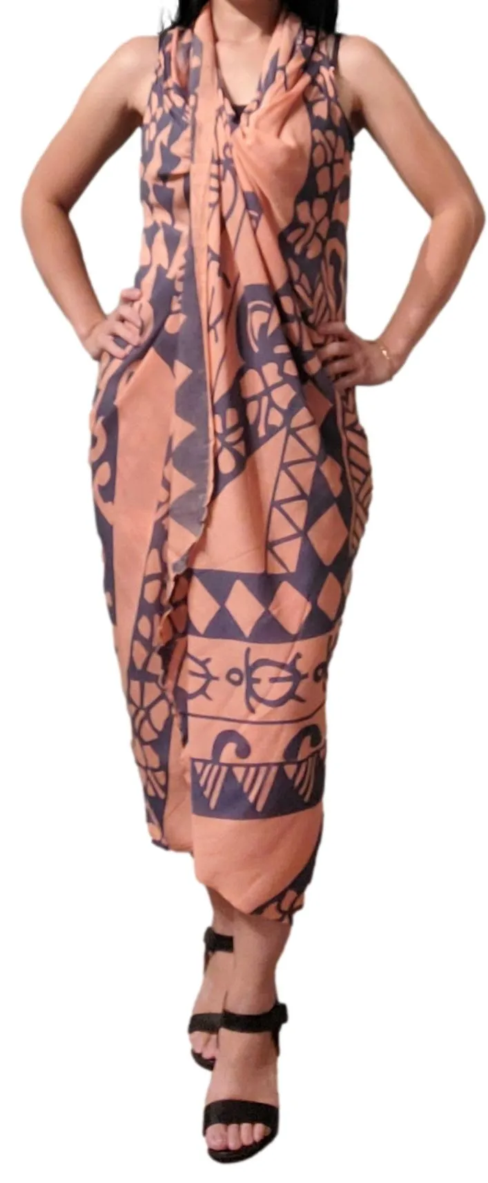 Magic Sarong - Rounded Corners - Holoholo - Peach Pink and Bluestone