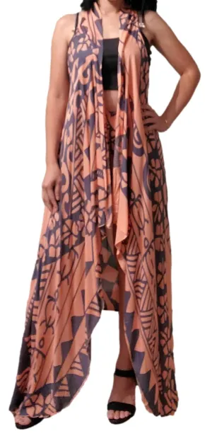 Magic Sarong - Rounded Corners - Holoholo - Peach Pink and Bluestone