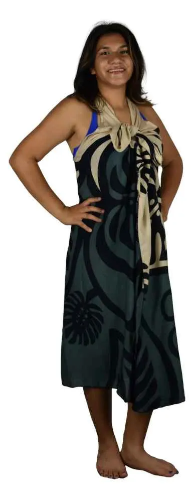 Magic Sarong - Rounded Corners - Monstera - Black and Grey