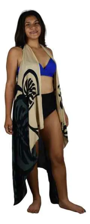Magic Sarong - Rounded Corners - Monstera - Black and Grey
