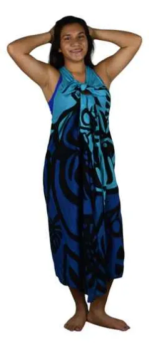 Magic Sarong - Rounded Corners - Monstera - Blue and Lt Blue