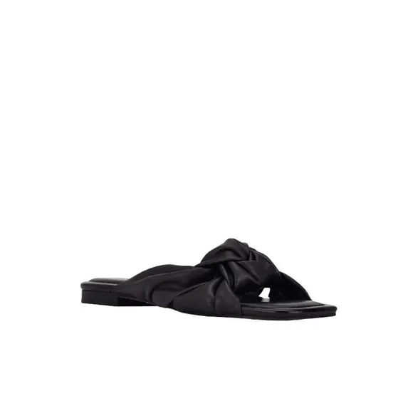 MARC FISHER Womens Black Knot Farisa Square Toe Slip On Slide Sandals 5.5 M