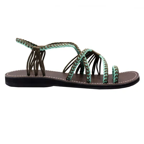 Markerandhands Handwoven Rope Flat Sandals For Women Tour Turquoise