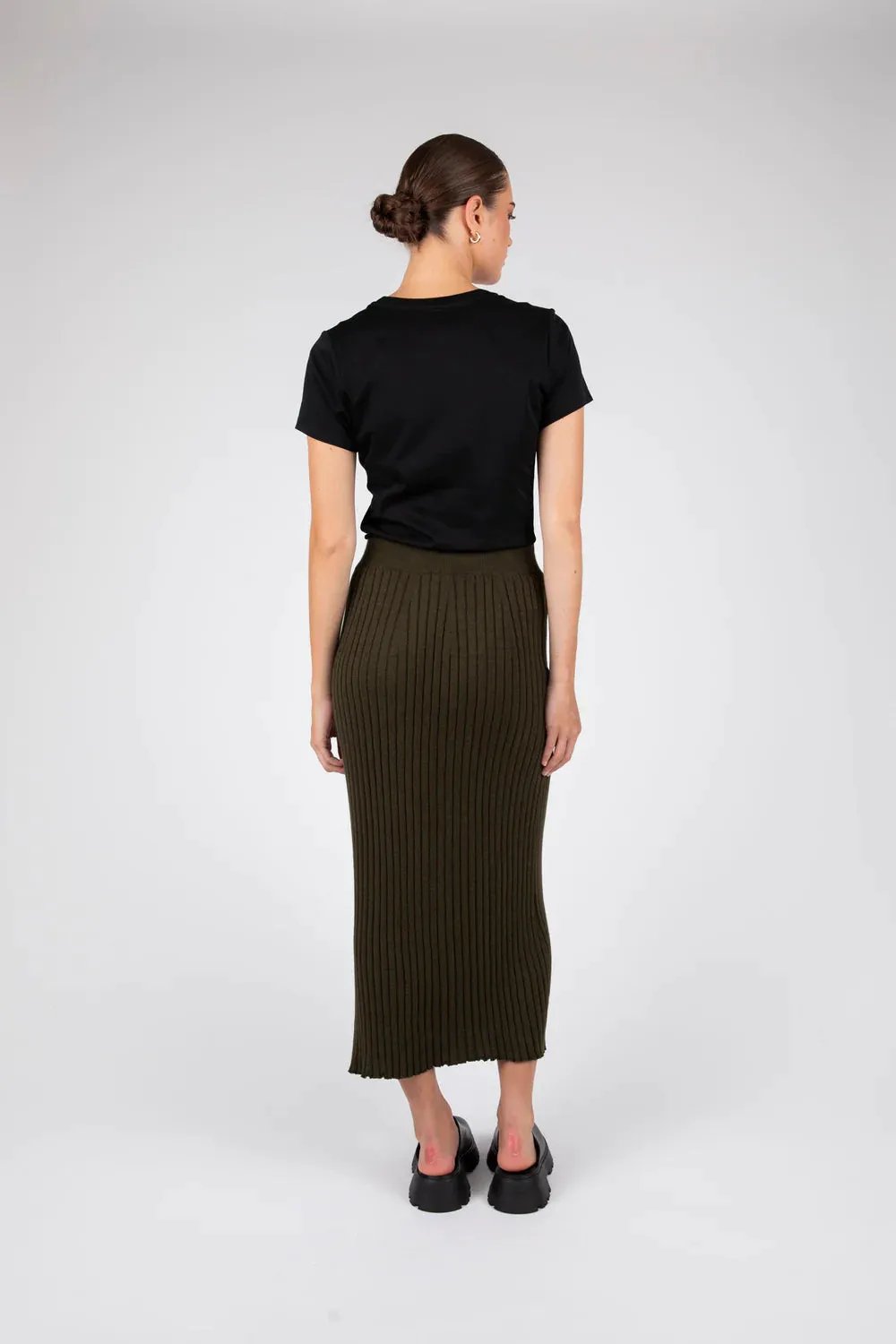 MARLOW REIGN RIB KNIT SKIRT CYPRESS