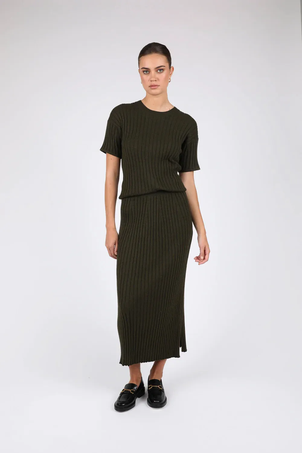MARLOW REIGN RIB KNIT SKIRT CYPRESS