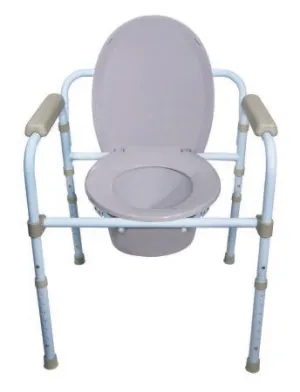 McKesson Drive Commode Chair Fixed Arm Steel Frame Seat Lid Back 17 to 23 Inch