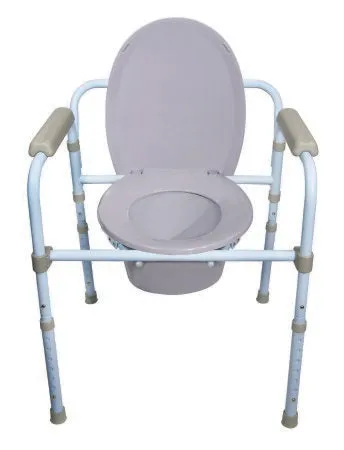 McKesson Drive Commode Chair Fixed Arm Steel Frame Seat Lid Back 17 to 23 Inch