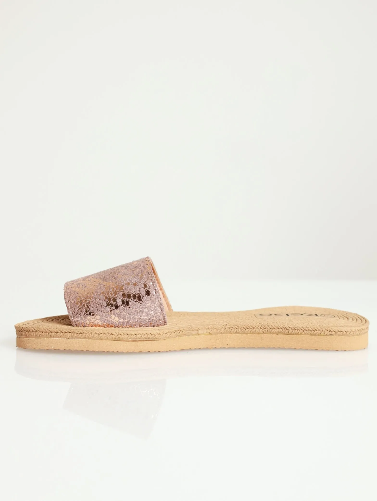 Metallic Snake Moulded Mule - Blush