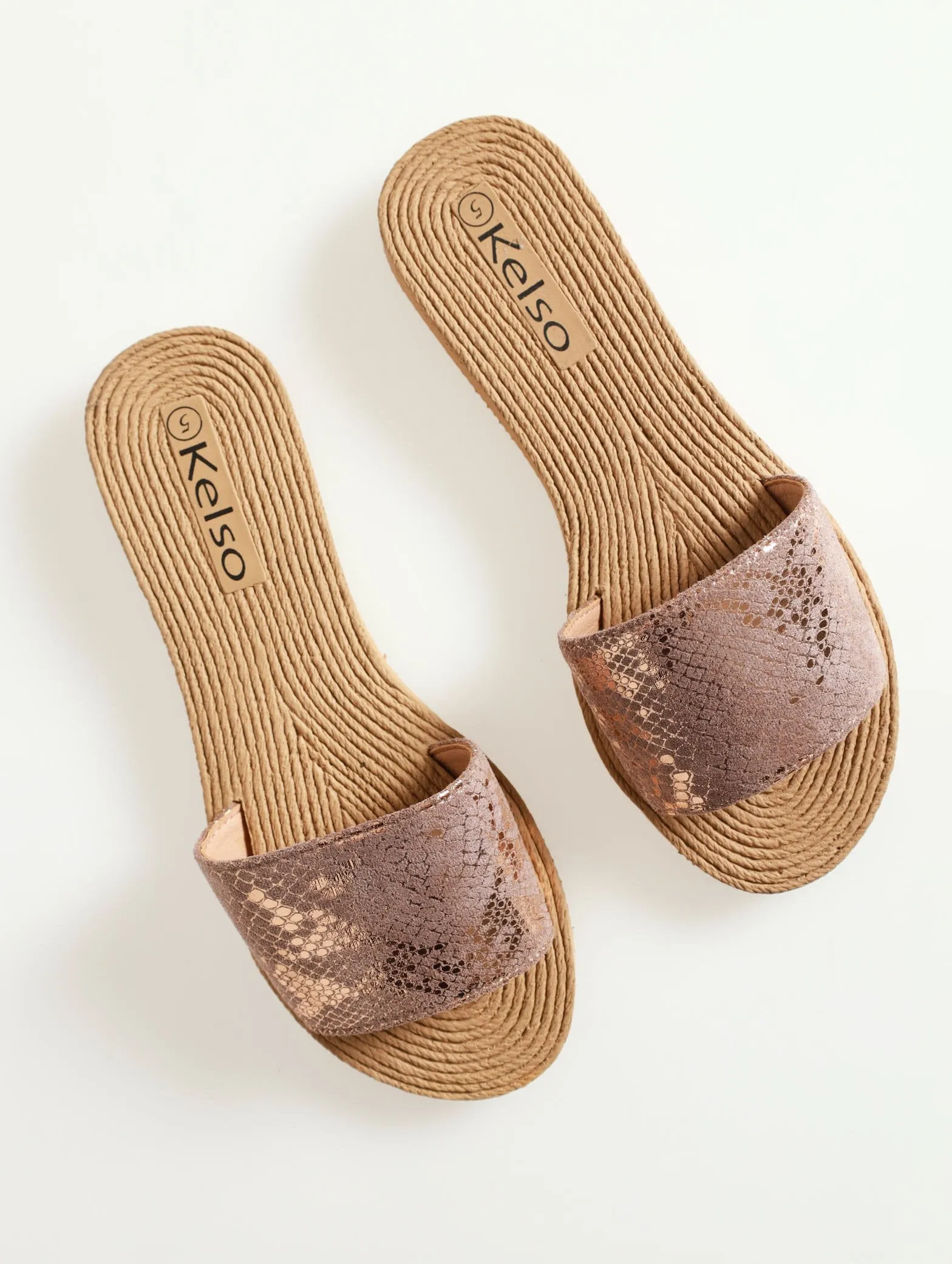 Metallic Snake Moulded Mule - Blush