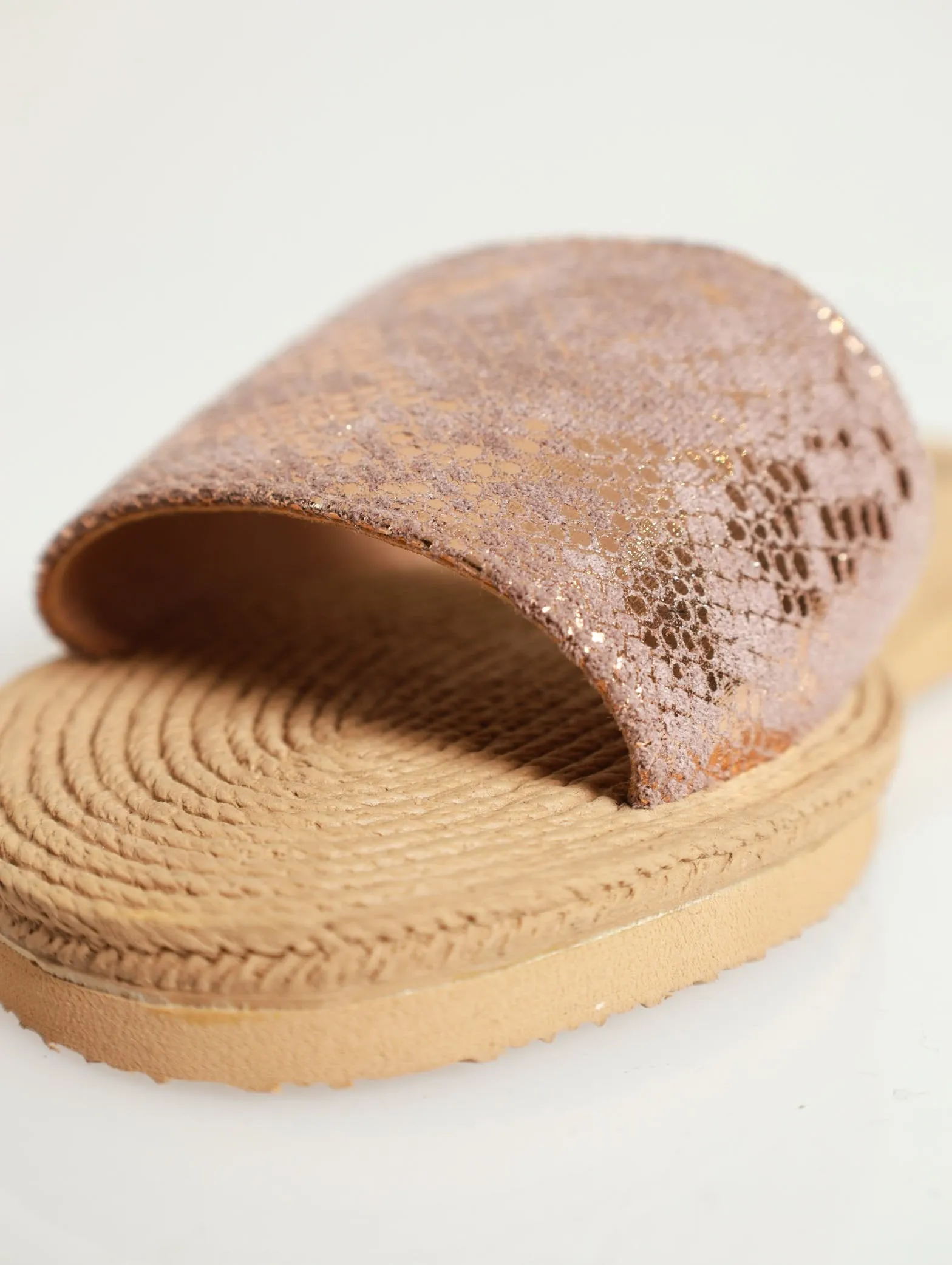 Metallic Snake Moulded Mule - Blush