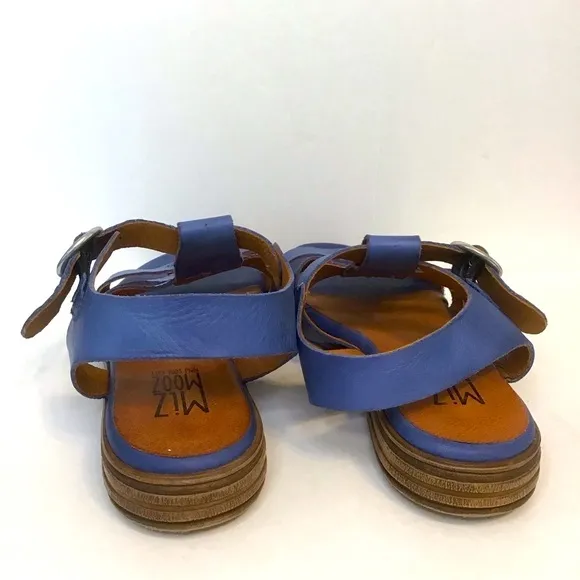 MIZ MOOZ Women's Blue Leather DEBORAH Multi T-Strap Sandals 37