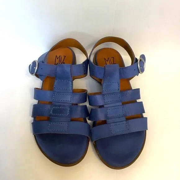 MIZ MOOZ Women's Blue Leather DEBORAH Multi T-Strap Sandals 37
