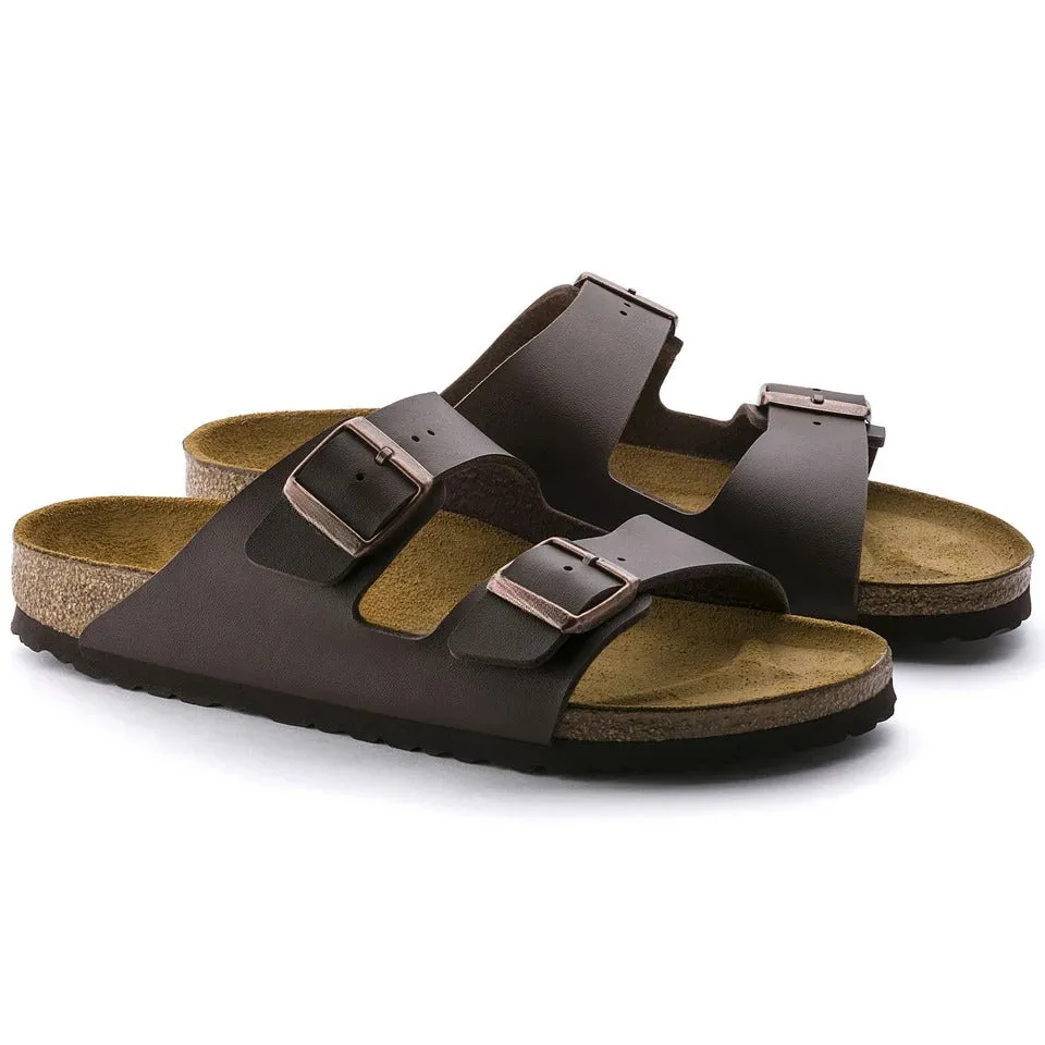 Mocha Brown Leather Ease Comfort Slippers with Buckle - Slippers