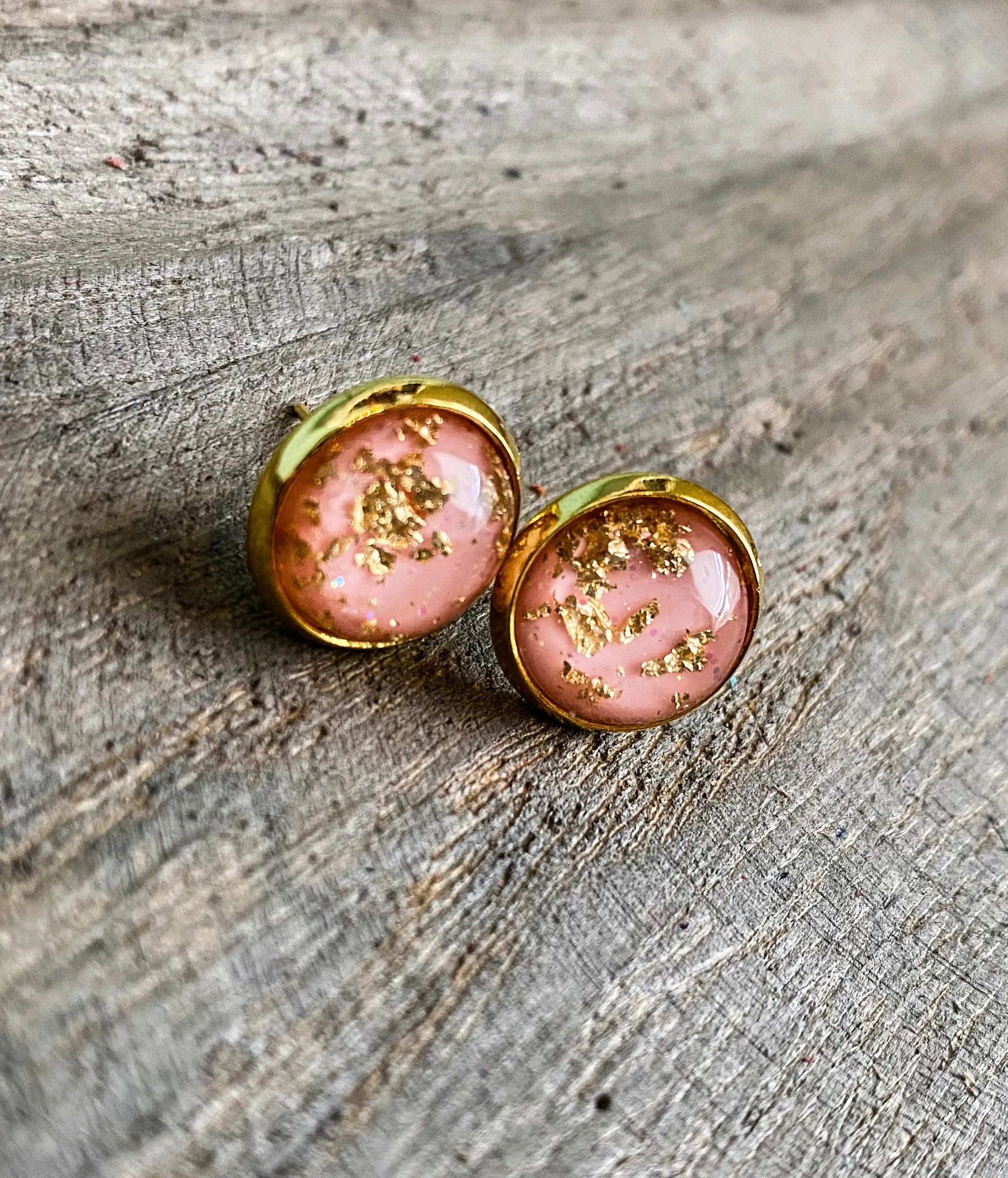 MULTIPLE COLORS: Gold-Flecked Stud Earrings