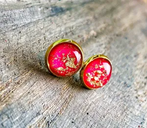 MULTIPLE COLORS: Gold-Flecked Stud Earrings
