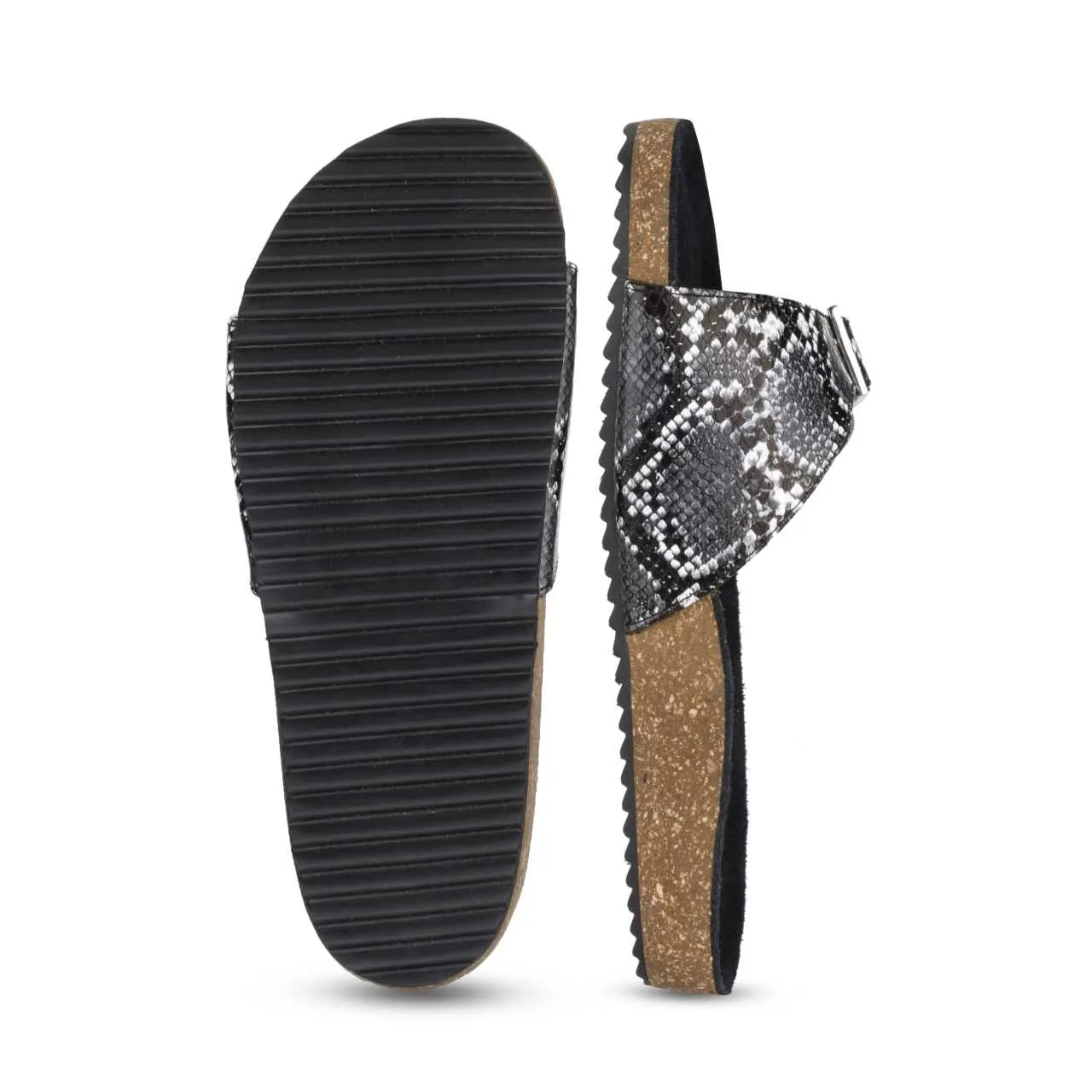 Navi Black Snake Comfort Slipons
