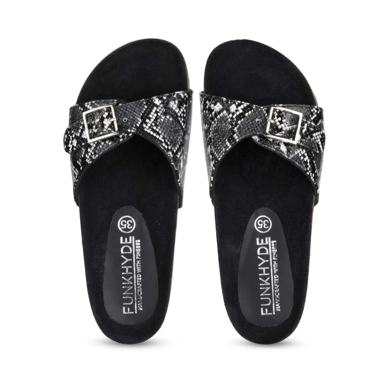 Navi Black Snake Comfort Slipons