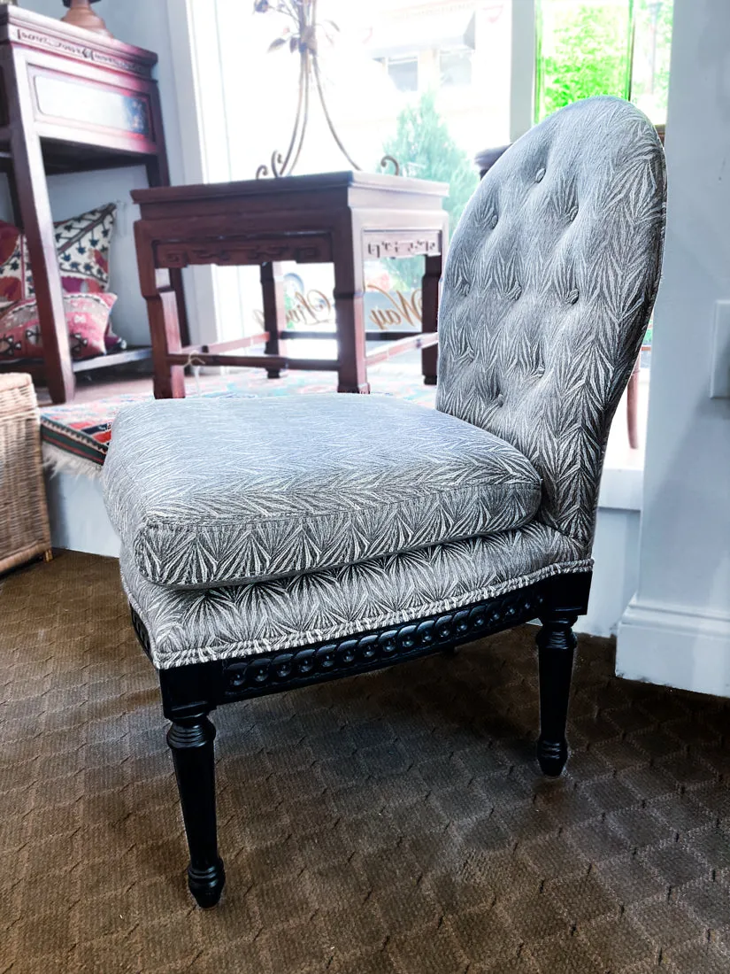 New Century Furniture Black Grey Patterned Charleston Slipper Accent Chair