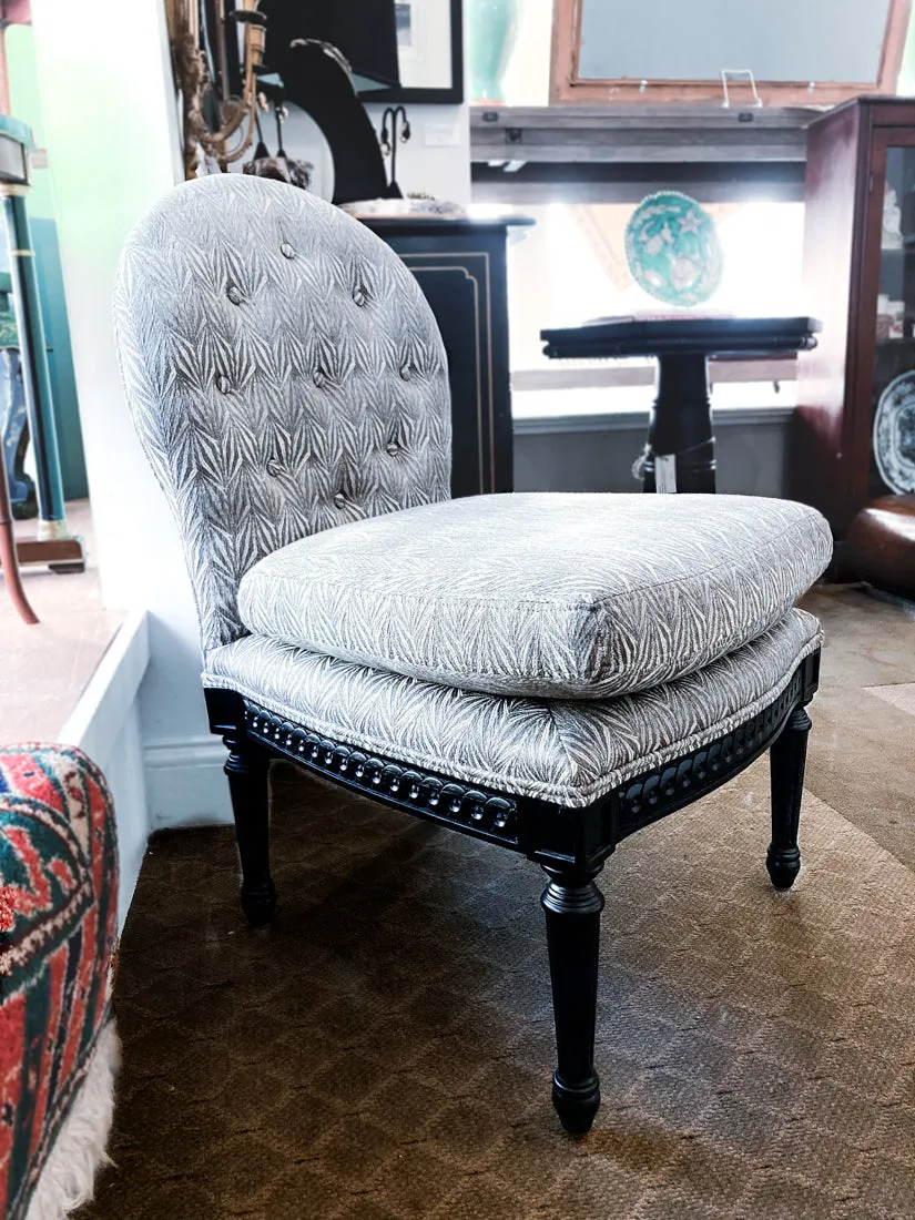 New Century Furniture Black Grey Patterned Charleston Slipper Accent Chair