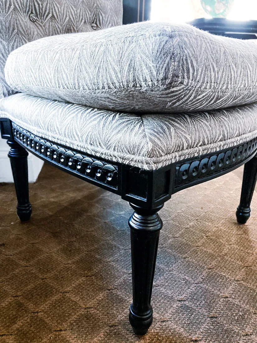 New Century Furniture Black Grey Patterned Charleston Slipper Accent Chair